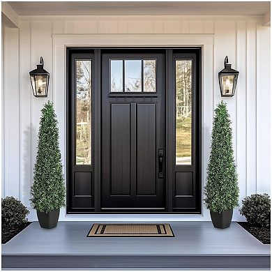 2 Pack Artificial Boxwood Topiary Trees, Faux Topiaries Tree Potted Boxwood Tree