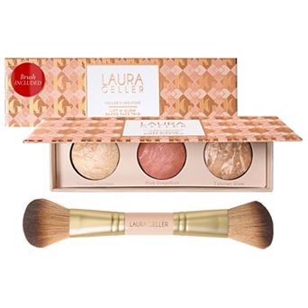Laura Geller Geller's Greatest Lift-n-Glow Face Palette & Dual-Ended Blush + Bronzer Brush