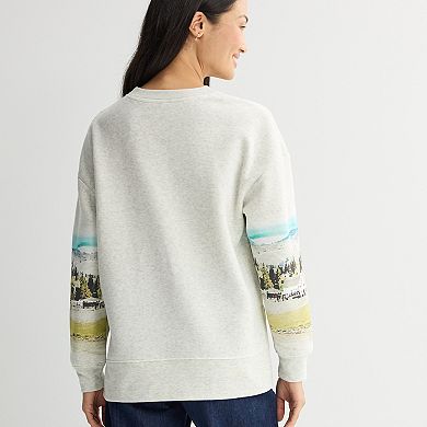 Women's Yellowstone Dutton Ranch Landscape Fleece Graphic Pullover
