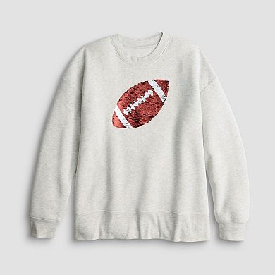 Women's Sequin Football Fleece Graphic Pullover