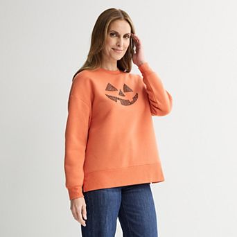 Women's Pumpkin Face Fleece Graphic Pullover