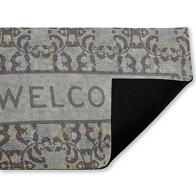Stupell Home Decor Gray Damask Welcome Rug