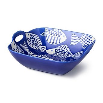 Certified International Fish Tale Square Bowl with Handles