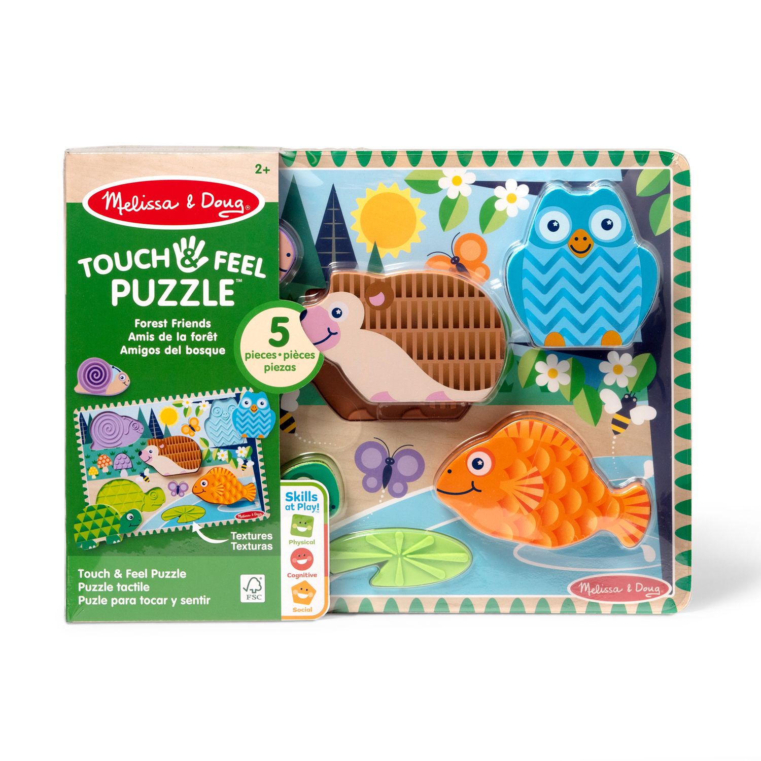 Детский пазл Melissa & Doug Forest Friends 5 pc Touch & Feel Puzzle — фото 1