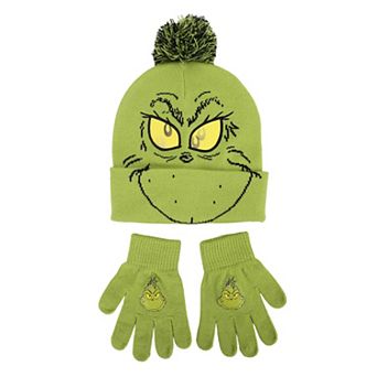 Boys The Grinch 2 pc Knit Hat & Gloves Set