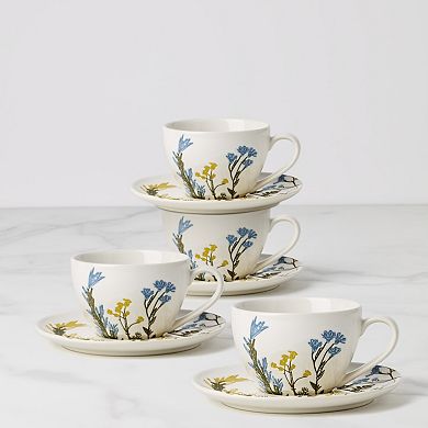 Lenox Wildflowers 4-Piece Tea Cup and Saucer Set