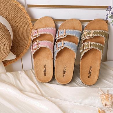 Roxoni Women’s Double Buckle Indoor Outdoor Sandals