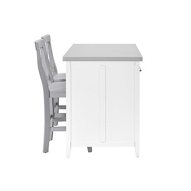 Crosley Furniture Silvia Stainless Steel Top Kitchen Island & X-Back Stools