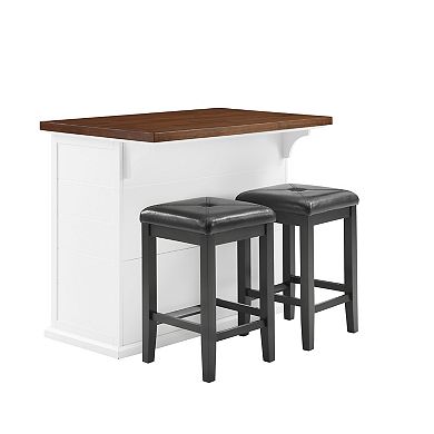 Crosley Furniture Bartlett Wood Top Kitchen Island & Upholstered Square Stools