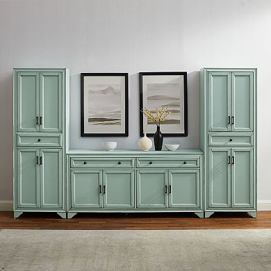 Crosley Furniture TARA 3-Piece Sideboard & Pantry Set with Adjustable Shelves