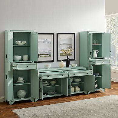 Crosley Furniture TARA 3-Piece Sideboard & Pantry Set with Adjustable Shelves