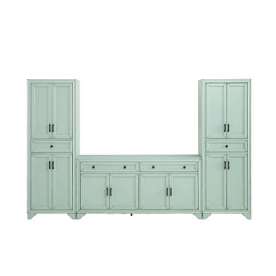Crosley Furniture TARA 3-Piece Sideboard & Pantry Set with Adjustable Shelves