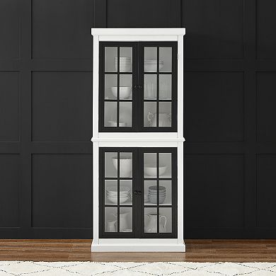 Crosley Furniture Tall Kitchen Storage Pantry with Glass Doors