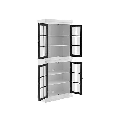 Crosley Furniture Tall Kitchen Storage Pantry with Glass Doors