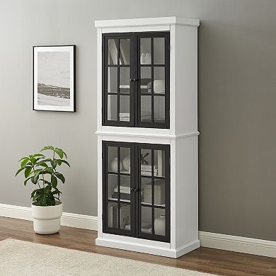 Crosley Furniture Tall Kitchen Storage Pantry with Glass Doors