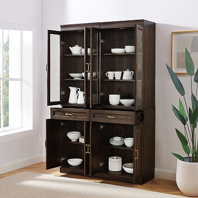 Crosley Furniture Stanton 2-Piece Glass Door Kitchen Storage Pantry Cabinet Set