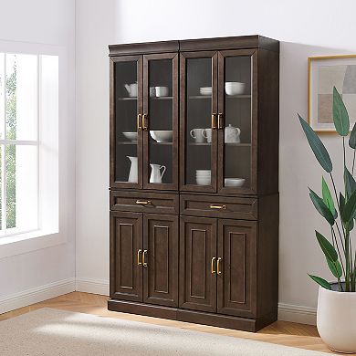 Crosley Furniture Stanton 2-Piece Glass Door Kitchen Storage Pantry Cabinet Set