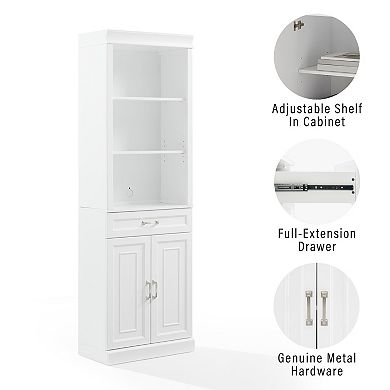 Crosley Furniture Stanton Storage Bookcase with Adjustable Shelves and Cabinet