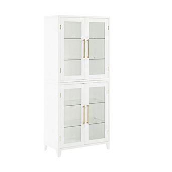 Crosley Furniture Roarke Glass Door Kitchen Pantry Storage Cabinet