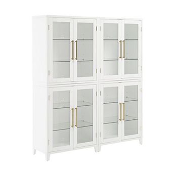 Crosley Furniture Roarke Glass Door Kitchen Pantry Storage Cabinet