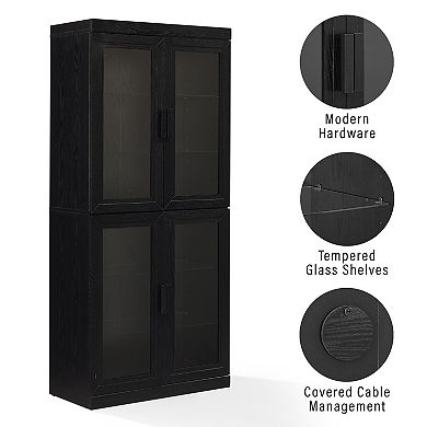 Crosley Furniture Essen Glass Door Kitchen Pantry Storage Cabinet