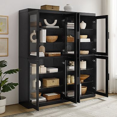 Crosley Furniture Essen Glass Door Kitchen Pantry Storage Cabinet