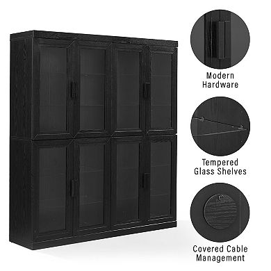 Crosley Furniture Essen Glass Door Kitchen Pantry Storage Cabinet