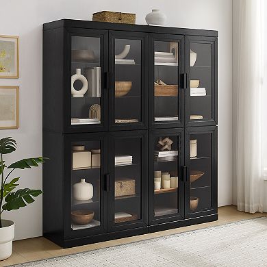 Crosley Furniture Essen Glass Door Kitchen Pantry Storage Cabinet