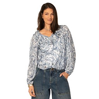 Women's Flint & Moss Printed Romance Ruffle Blouse