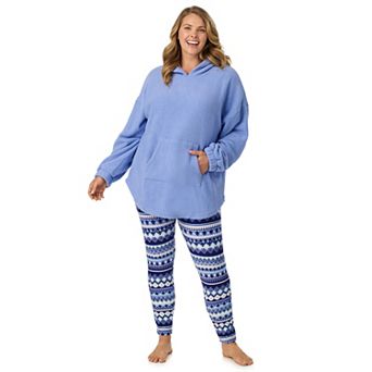 Plus Size Cuddl Duds® 2 pc Long Sleeve Hooded Fleece Pajama Tunic & Pajama Leggings Set