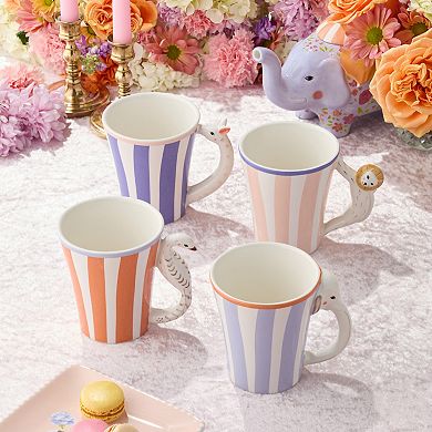 Certified International Menagerie 14 oz. Mug with 3-D Handles Set of 4