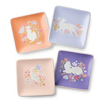 Certified International Menagerie 6 Inch Canape Plates Set of 4