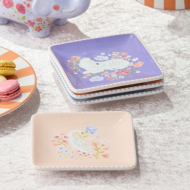 Certified International Menagerie 6 Inch Canape Plates Set of 4