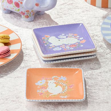 Certified International Menagerie 6 Inch Canape Plates Set of 4