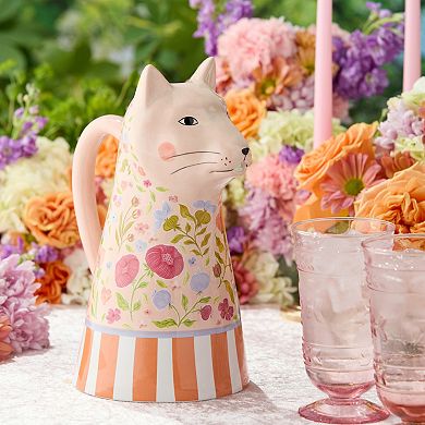 Certified International Menagerie 3-D Floral Pitcher