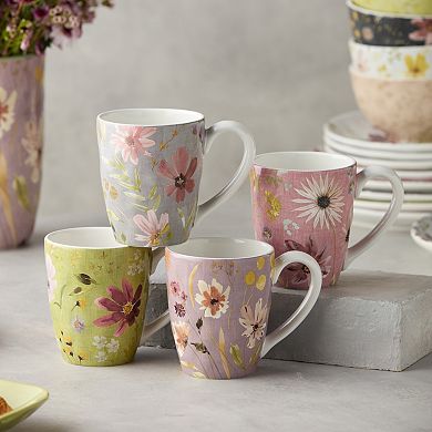 Certified International Wildflowers Set of 4 Mug 16 oz. Assorted Designs
