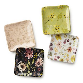 Certified International Wildflowers Set of 4 Canape Plates 6- inches