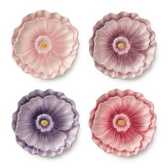 Certified International Wildflowers 4 pc 3-D Floral Dessert Plate Set