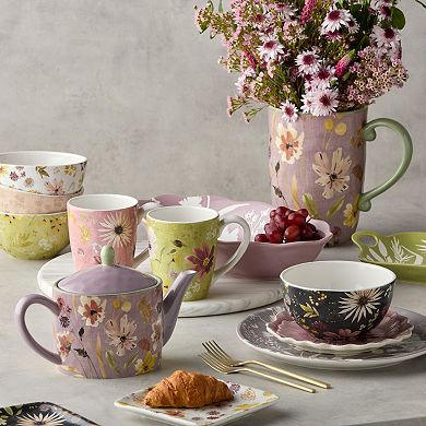 Certified International Wildflowers 4-Piece 3-D Floral Dessert Plate Set