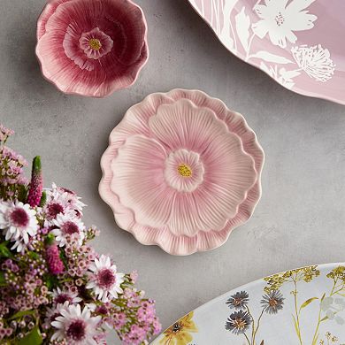 Certified International Wildflowers 4-Piece 3-D Floral Dessert Plate Set