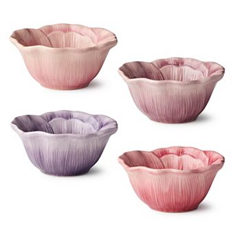 Certified International Wildflowers 4 pc 3-D Floral Ice Cream Bowl Set