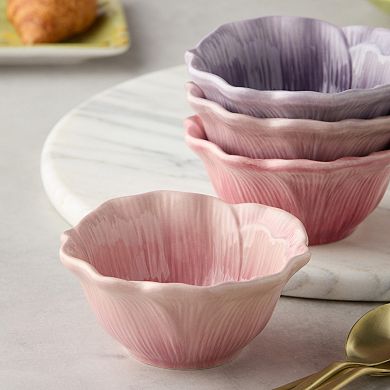 Certified International Wildflowers 4-Piece 3-D Floral Ice Cream Bowl Set