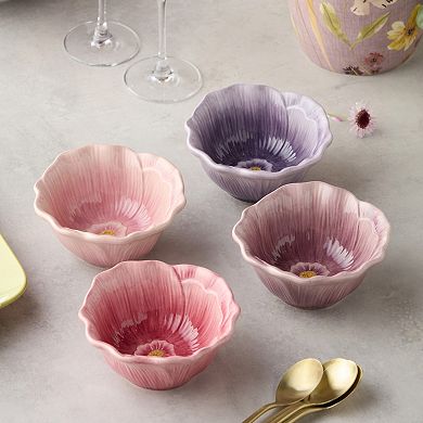 Certified International Wildflowers 4-Piece 3-D Floral Ice Cream Bowl Set