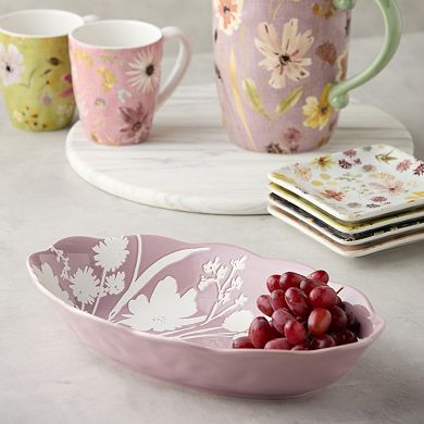 Certified International Wildflowers Wax Off Oval Serving Bowl
