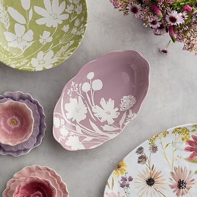 Certified International Wildflowers Wax Off Oval Serving Bowl
