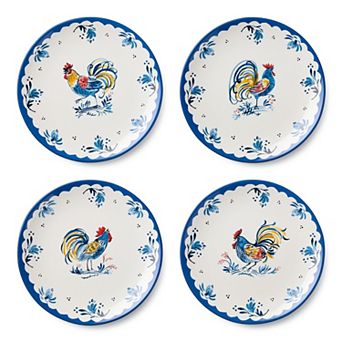 Certified International French Rooster 4 pc 11-inch Dinner Plate Set