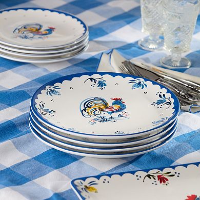Certified International French Rooster 4-Piece 11-inch Dinner Plate Set