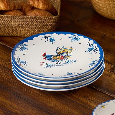Certified International French Rooster 4-Piece 11-inch Dinner Plate Set