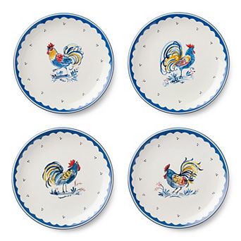 Certified International French Rooster 4 pc 9-inch Salad Plate Set