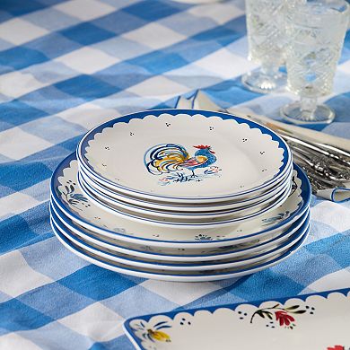 Certified International French Rooster 4-Piece 9-inch Salad Plate Set